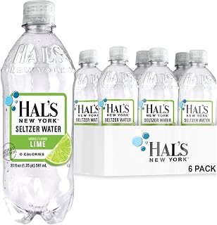 Hal's New York Seltzer Carbonated Lime Flavored Sparkling Water, Zero Sugar, Zero Calorie, Zero Carbs, 20 Fl Oz (Pack of 6)