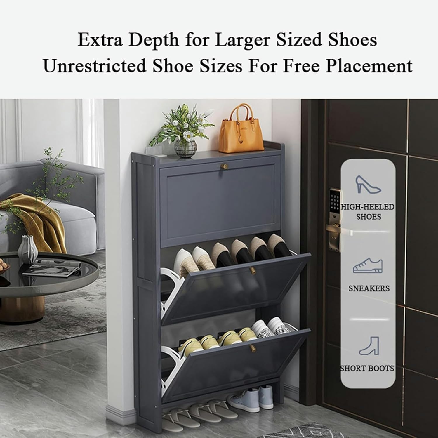 Shoe Storage Cabinet Cabinets Hallway Slim Cupboard Cupboards Hallways Slimline，Slim Bamboo Shoe Cabinet, 2/3 Tiers Foldable Organizer, Narrow Entryway Storage Solution, Stylish Shoe Rack fo