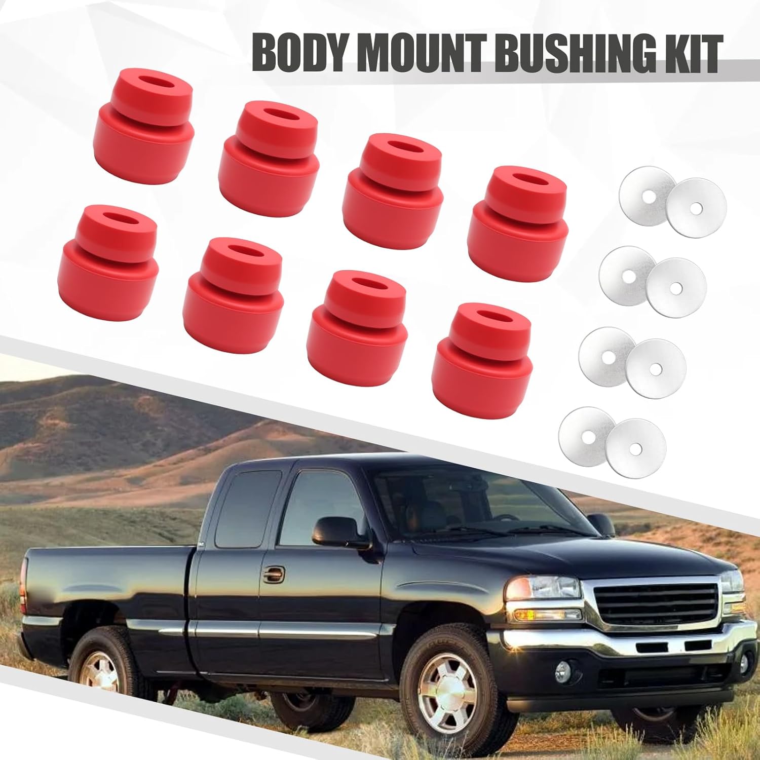 8 Pcs 7-141 Body Mount Bushing, Replacement for Chevy Silverado 1500 2/4WD 1999-2014, Replacement for GMC Sierra 1500 2/4WD 1999-2014