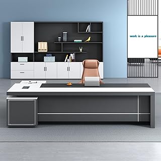 YZABEL L Shaped Home Office Desk with Lateral Cabinet, 94 inch Computer Desk with Cable Management, Writing Study Table Business Furniture Set Workstation for Home Office