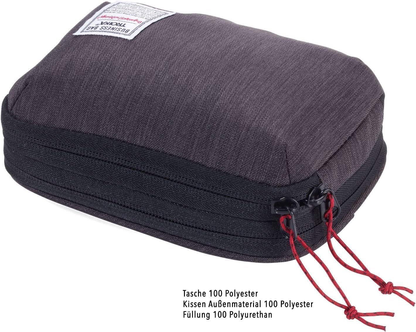 Troika Neck pillow in compression bag – BUSINESS TRAVEL PILLOW – can be rolled up to save space – Memory Foam: permanently dimensionally stable – for train, car, plane, sofa – polyester – black, grey