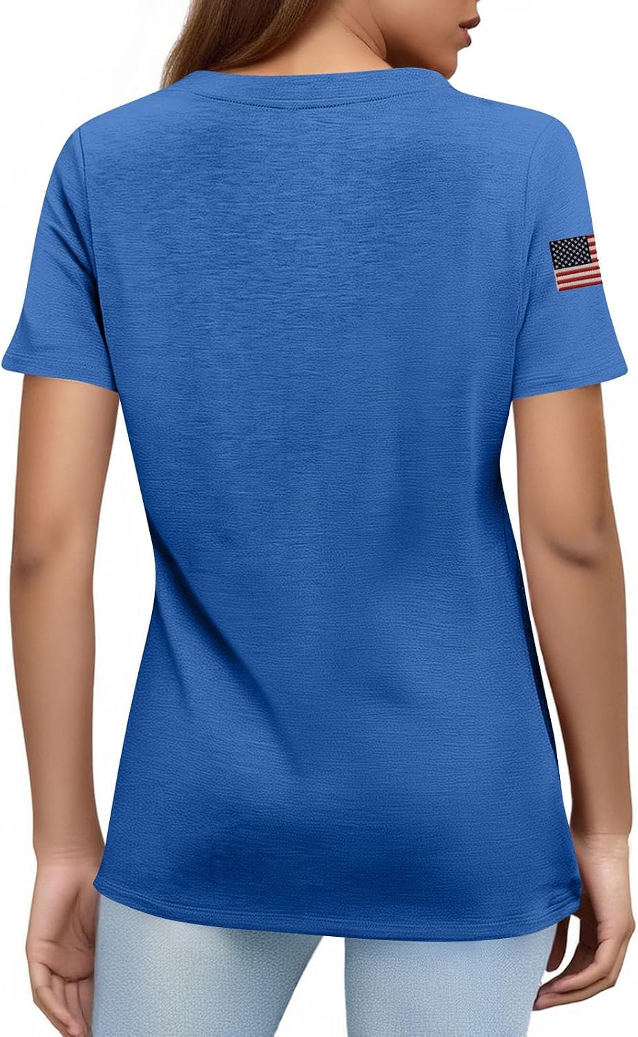 WENKOMG1 Women's USA Flag Tshirt Short Sleeve America Anniversary 250th Independence Day Print Tee Tops, S-3XL