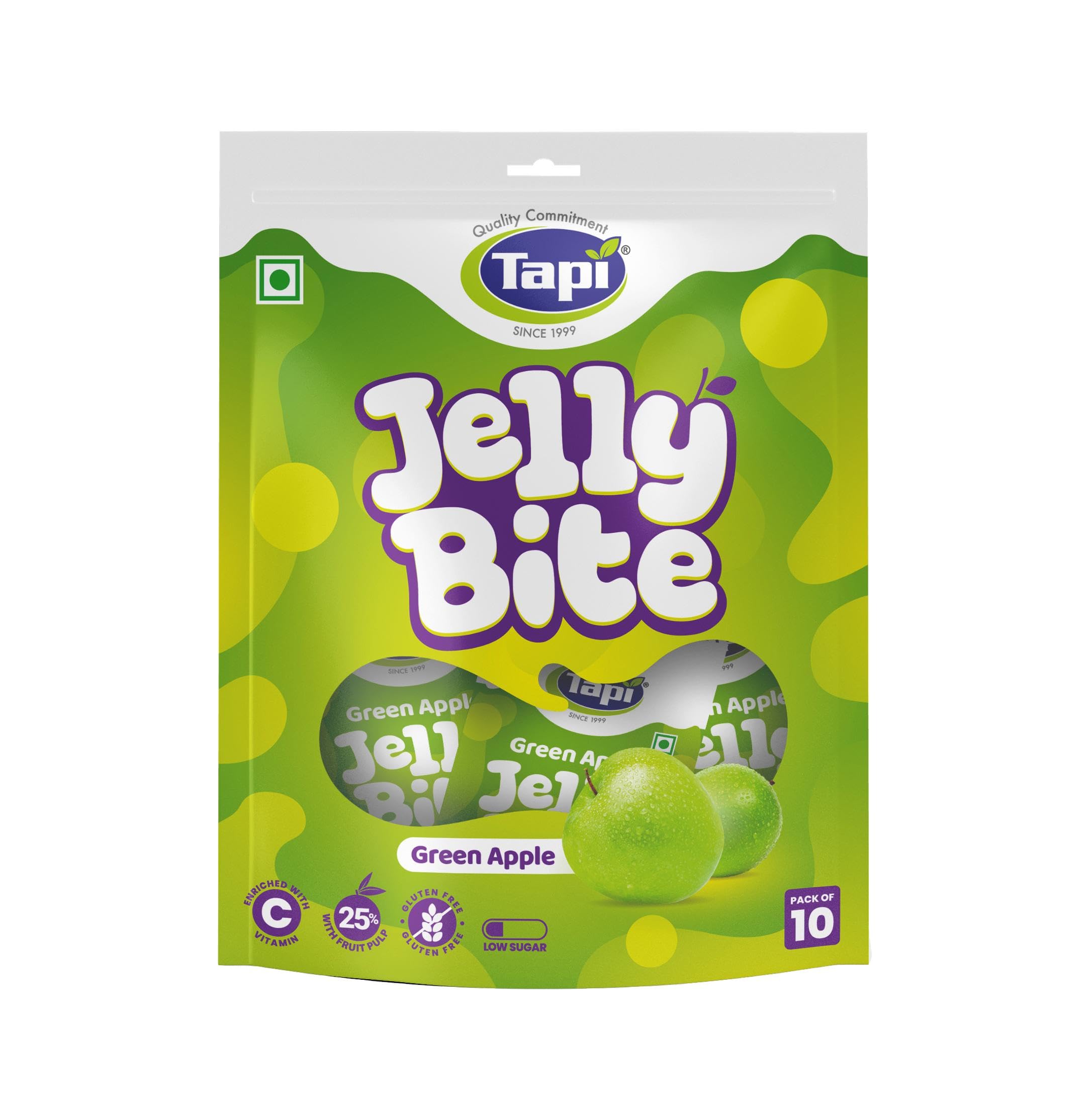 Tapi Jelly Bite – Green Apple Flavour Konjac Jelly with Fruit Pulp | Enriched with Vitamin C| Gluten-Free|No Gelatin | Fun Chewy Snack for Kids & Adults – 10 sachets (Pack of 5)-image-16