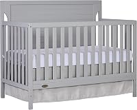 Dream On Me Cape Cod 5-in-1 Convertible Crib Pebble Grey - Greenguard Gold JPMA Certified Sustainable Pinewood 4 Height Positions
