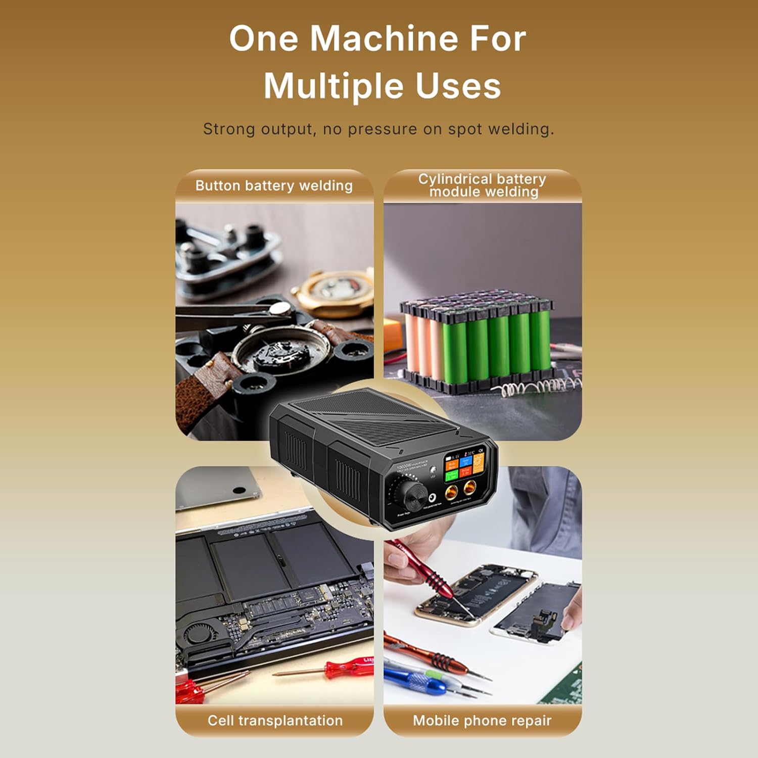 ダブルパルスおよび修理用 LCD スクリーンインターフェースを備えたバッテリー溶接アプリケーション用のポータブルポイントウェルダー