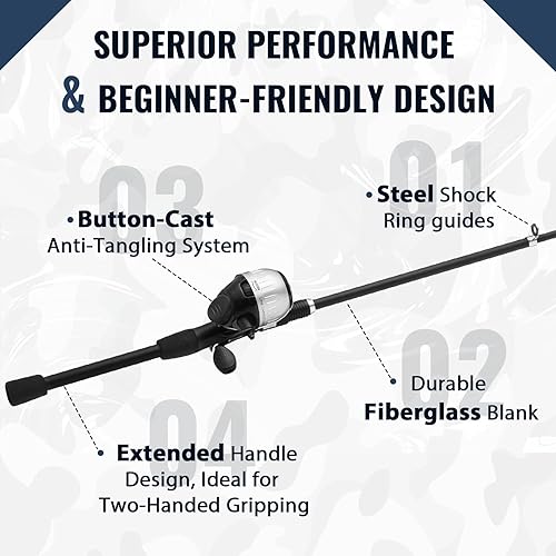 Miniatura 3 de Combo de caña de pescar para niños, caña de pescar y carrete para jóvenes, caña de pescar telescópica portátil con caja de aparejos, juego de