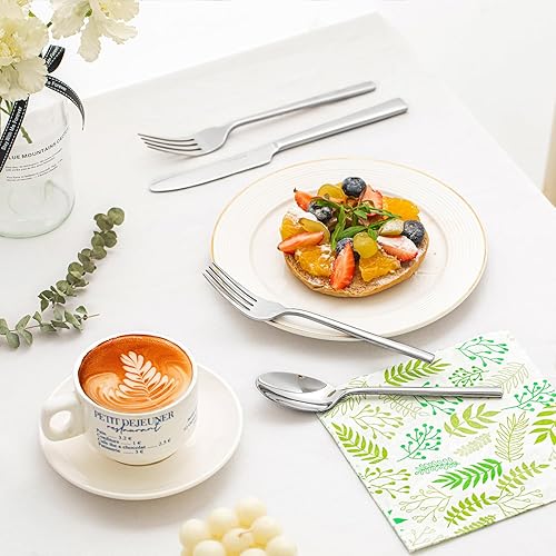 Miniatura 5 de KINGSTONE - Juego de cubiertos plateados de 40 piezas de cubertería forjada de acero inoxidable premium, servicio para 8, para el hogar, boda,