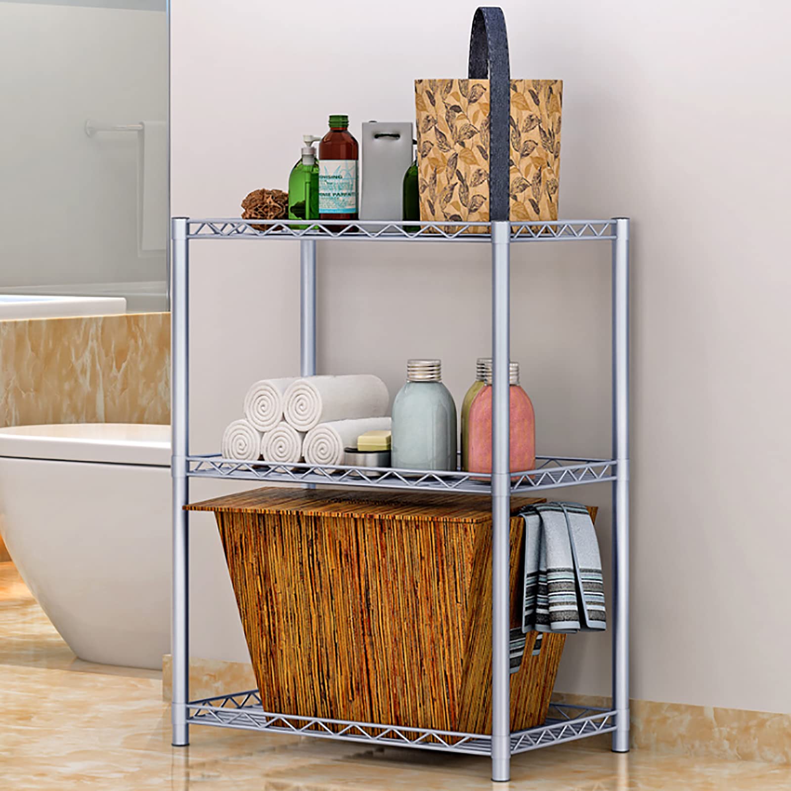 Tavolo da cucina in acciaio inox, 56 x 35 x 80 cm, tavolo da cucina in acciaio inox, per carichi pesanti, 3 ripiani, per dispense, ristoranti, cucine, grandi cucine