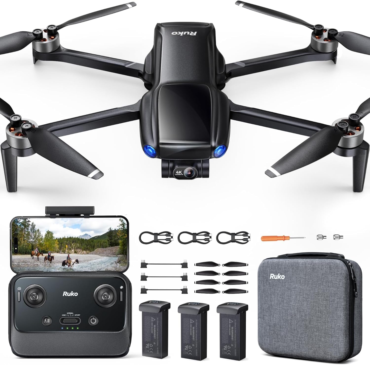 Ruko U11MINI 4K Drone con Camera Professionale, 96 Min Volo