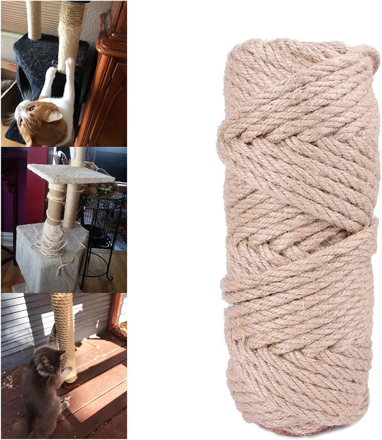 Cat Scratcher, Cat Natural Sisal Rope for Post Replacement, Sisal Rope for Repairing, Scratcher, 4/6/8mm Diameter
