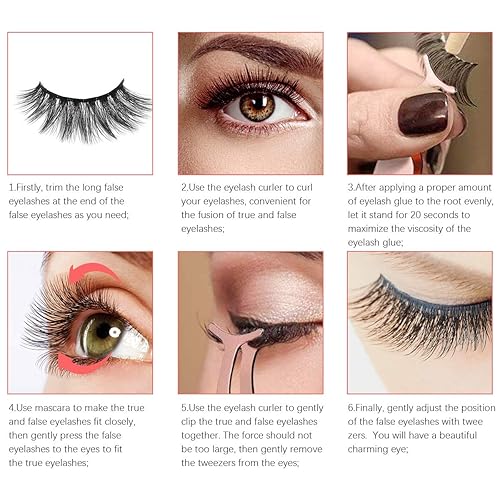 Miniatura 7 de Pestañas postizas, 5 pares, pestañas profesionales reutilizables de visón 3D, pestañas postizas hechas a mano naturales gruesas y esponjosas con