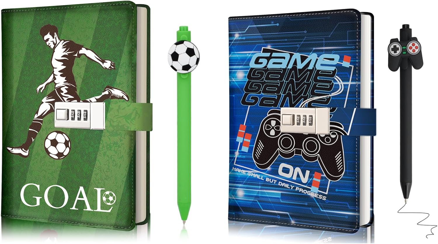 Video Game Diary with Lock for Boys Ages 8-12, Soccer Journal with Lock, Diary for Teen Boys 10-18, Birthday Gifts for Kids Journal with Pen, Secret Notebook Writing Gifts for 10 11 12 13 14 15 Teenag