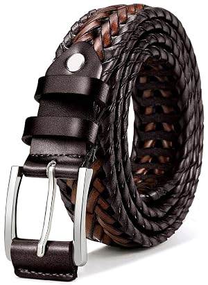 BULLIANT Mens Belts Leather Woven Braided Belts for Gift Men Casual Jeans Golf