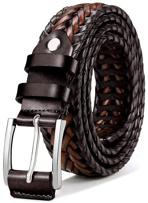 BULLIANT Mens Belts Leather Woven Braided Belts for Gift Men Casual Jeans Golf