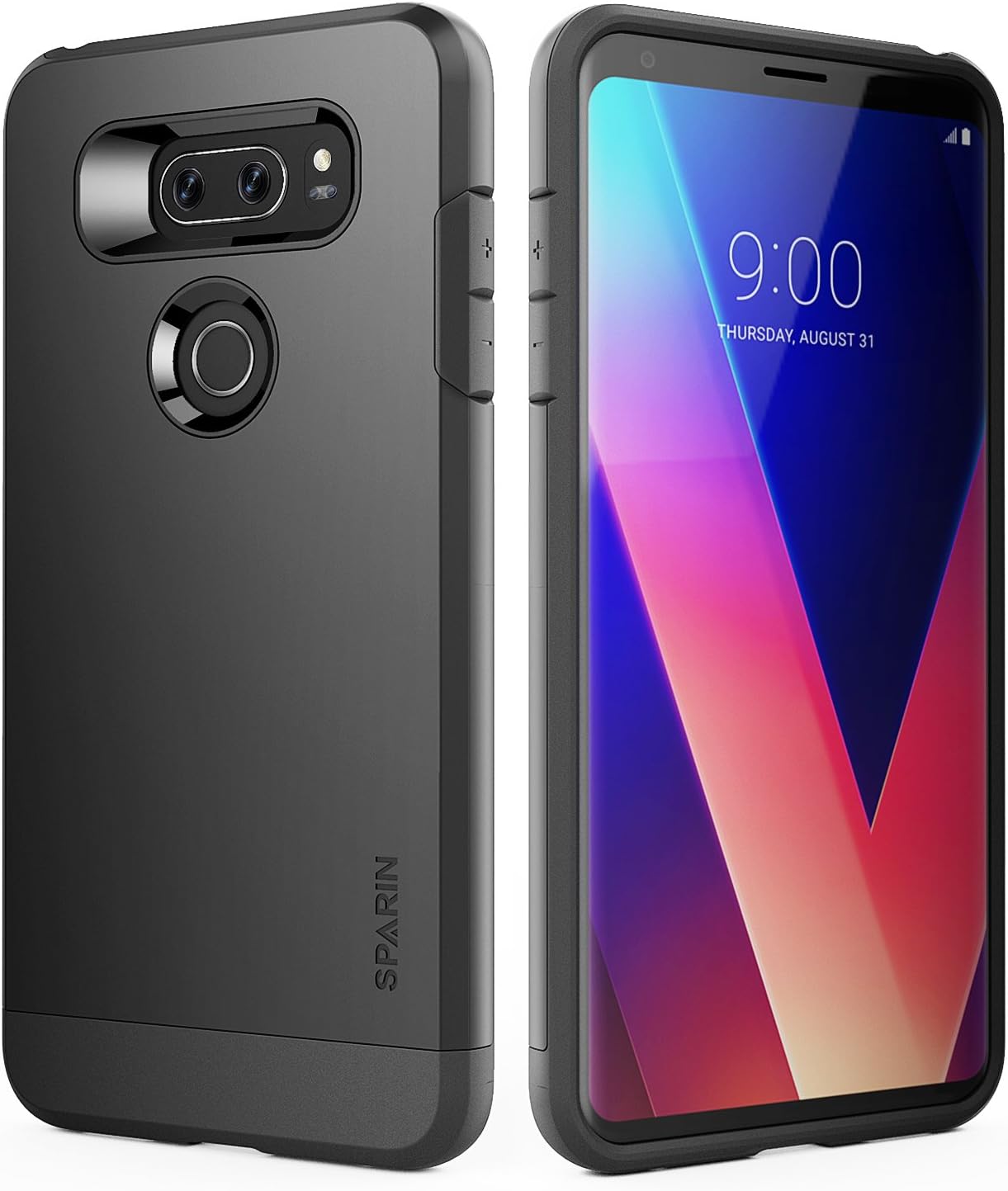SPARIN Case, Dual Layer Black Tough Phone Case,Black