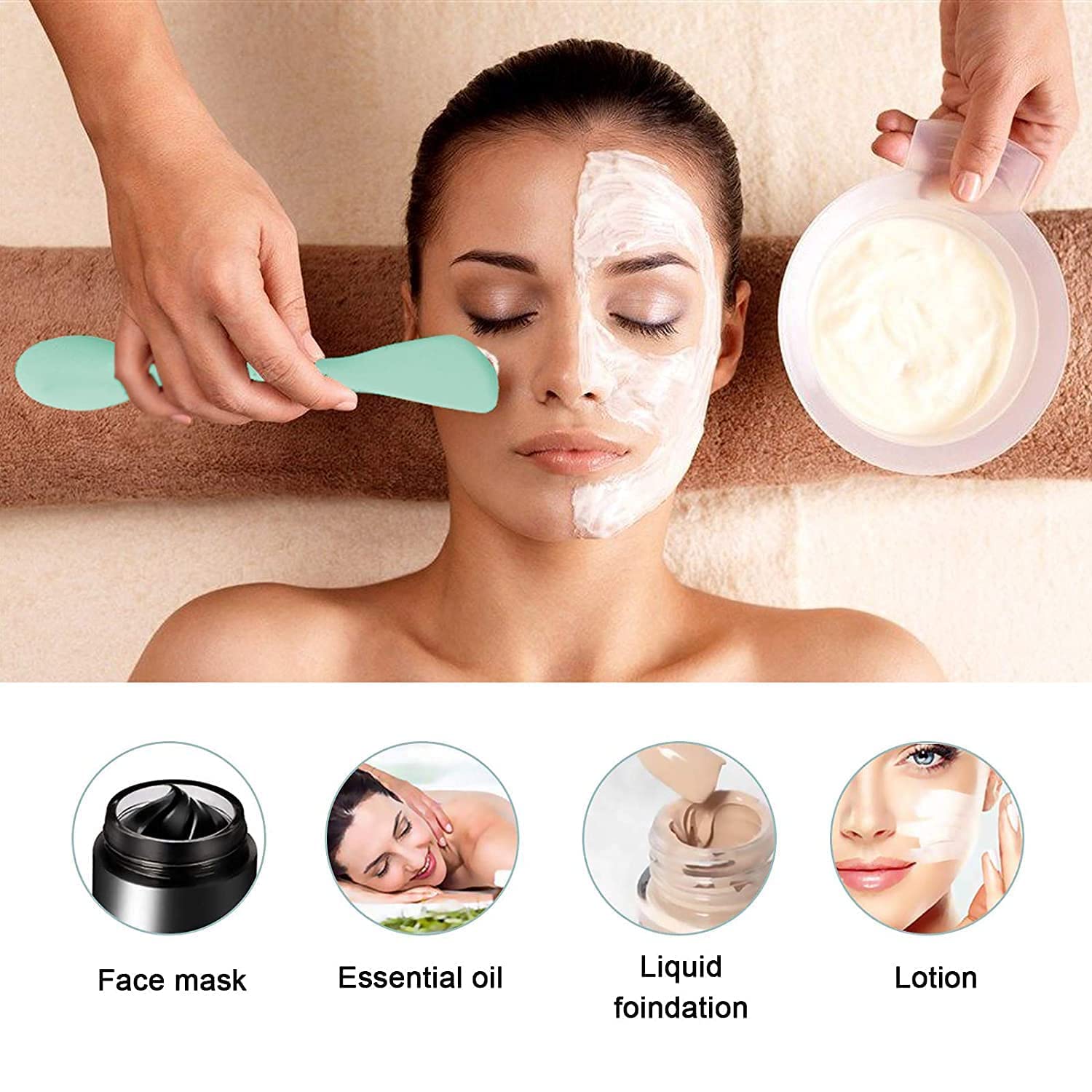 Jibaro Roller for Face and Eye Puffiness, Migraine, Pain Relief and Minor Injury, Skin Care Products and Silicone Face Scrubber Multipurpose with Face Pack Brush(Pack of 3) 3