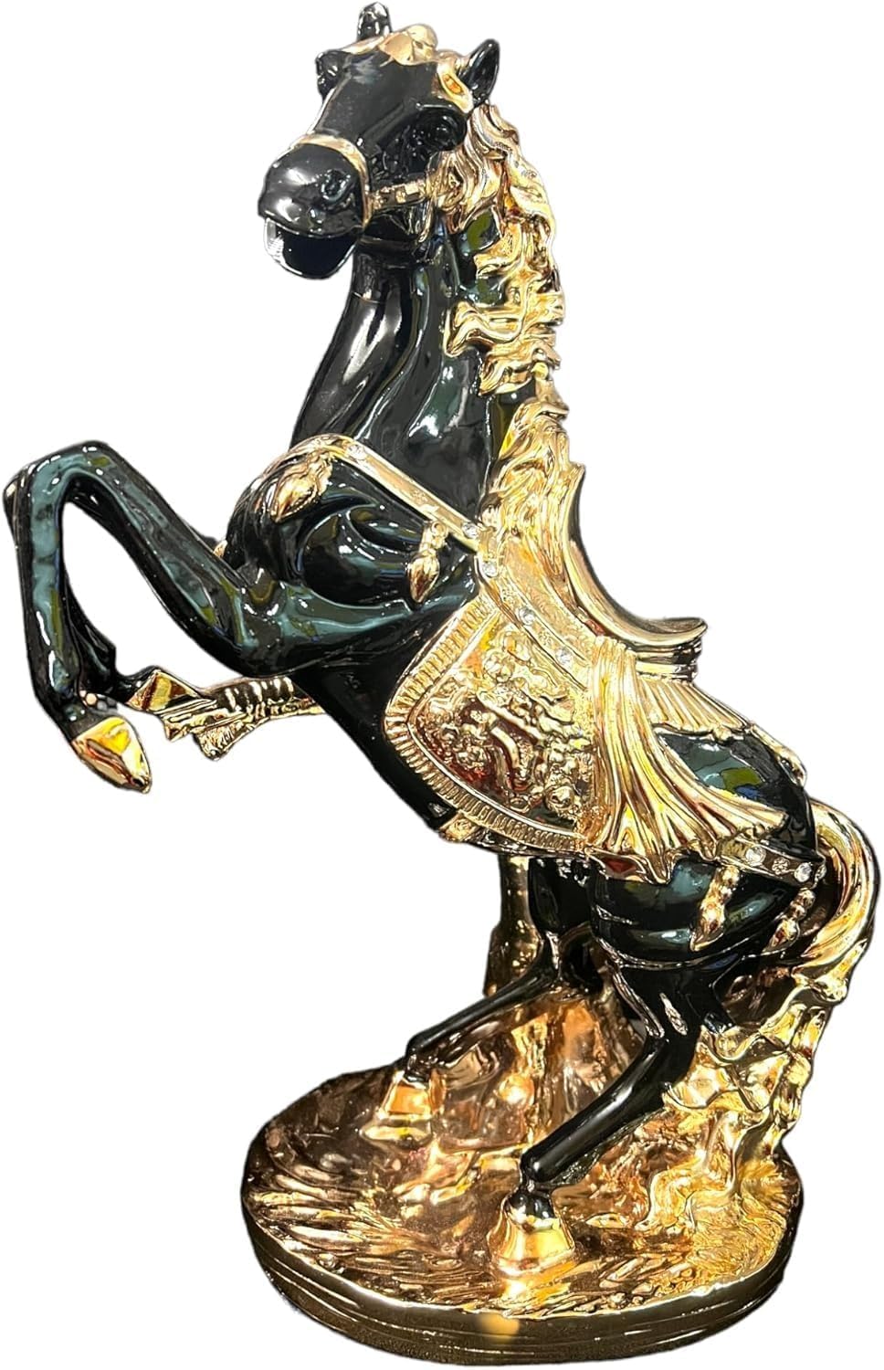 Jayogla Black + Gold Italian Style Horse Fole Romany Gypsy China Ornament, Ceramic (, 44Cm)