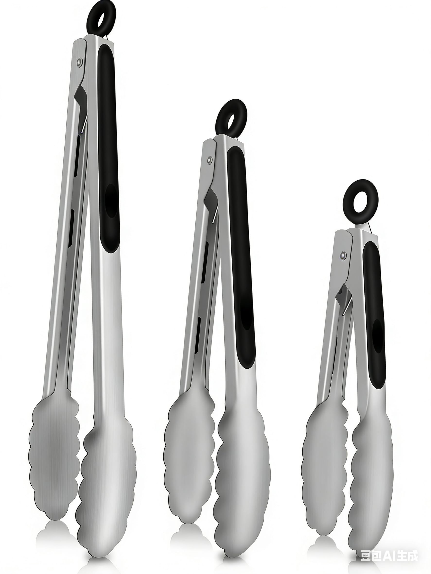 Tongs For Cooking - Heat Resistant 600 Degrees Stainless Steel Kitchen Tong,Heavy Duty Metal Locking Tongs - Perfect for Food,Salad and BBQ set of 3 (7",9" and 12") Dishwasher (silver)