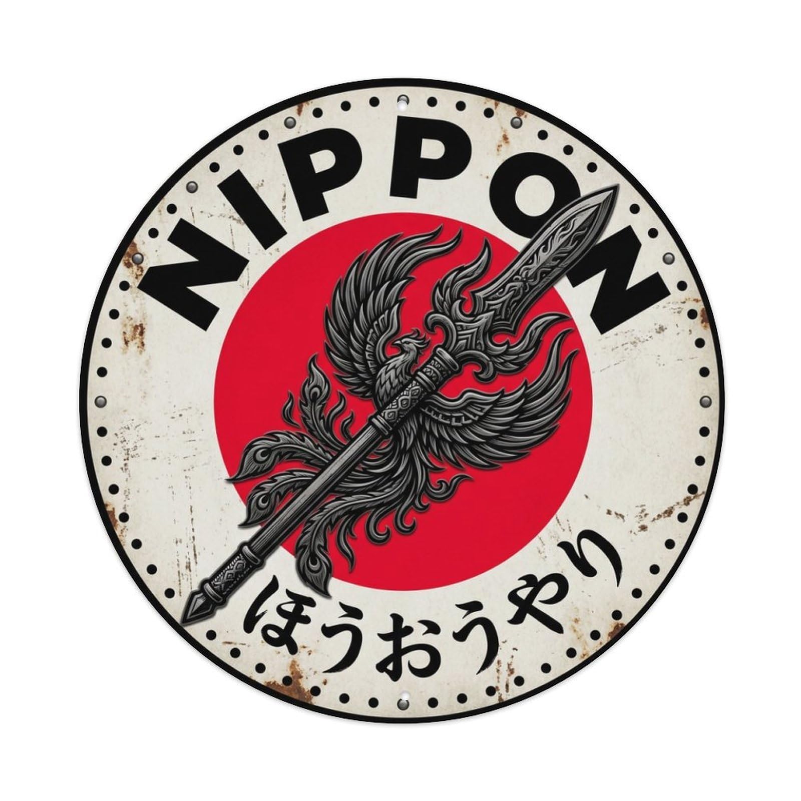 Galvaxio Style Phoenix Spear Nippon Mythical Bird Aged Metal Tin Sign