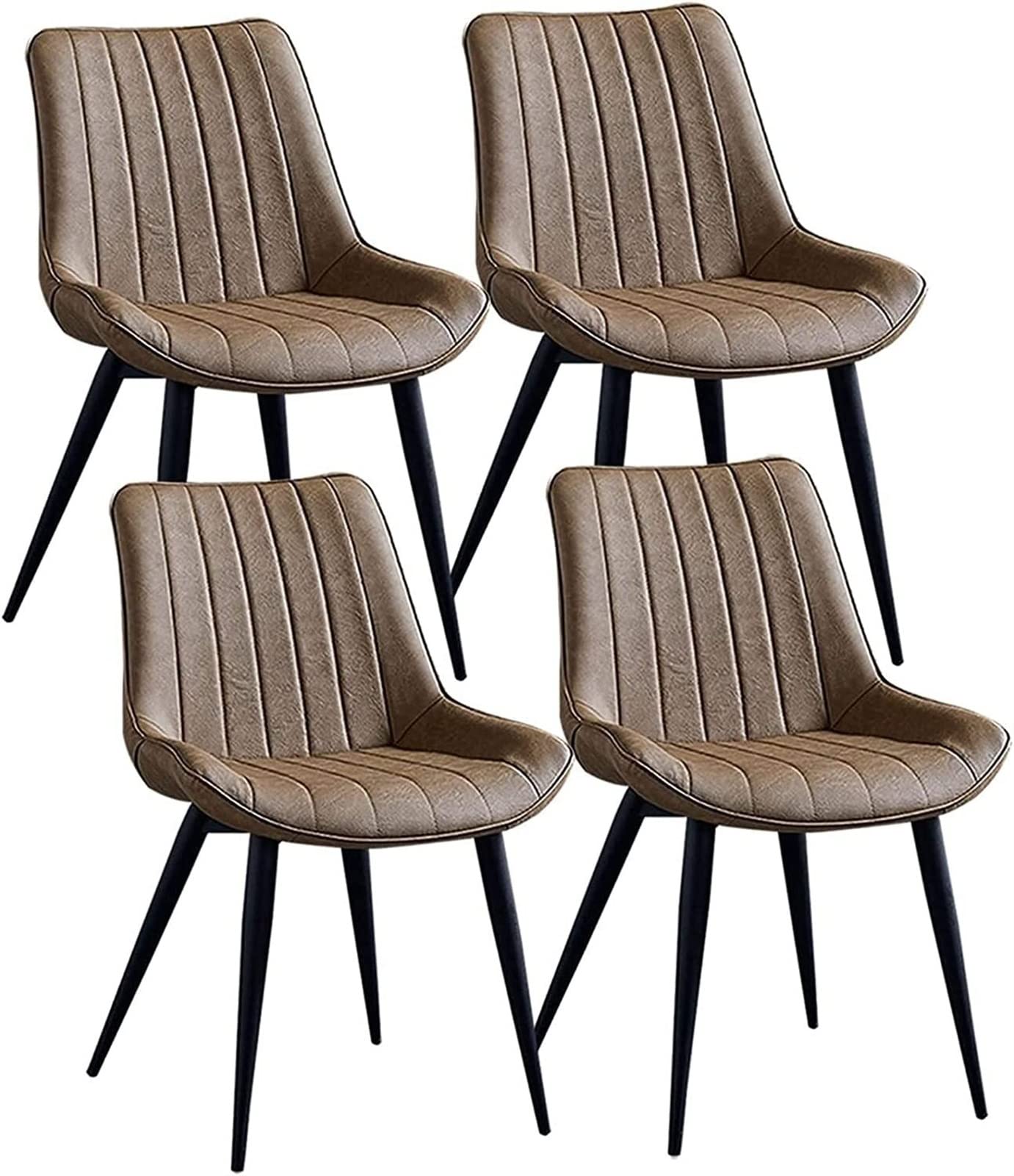 SJIALEN Set of 4 Modern Dining Room Chairs, Cushioned Soft Seat Bedroom Home Office Chairs Sturdy Metal Legs Faux Leather Office Chair Kitchen Chair (Color : Camel, Size : 46x53x83cm)