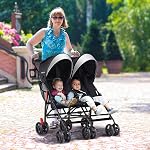 BABY JOY Double Umbrella Stroller, Lightweight Travel Side by Side Twin Stroller with Large Storage, Cup Holder, 5-Point Safety Harness, Adjustable Canopy & Compact Fold for Infant and Toddler