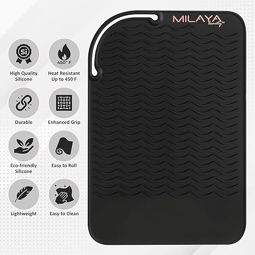 Miniatura 5 de Alfombrilla profesional de silicona resistente al calor de tamaño grande, para colocar todo tipo de planchas de pelo, rizadores, planchas para