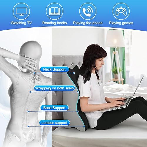 Miniatura 5 de Aduken Almohada de lectura para cama, almohada ergonómica de espuma viscoelástica para adultos, almohada de apoyo para la espalda para sentarse en