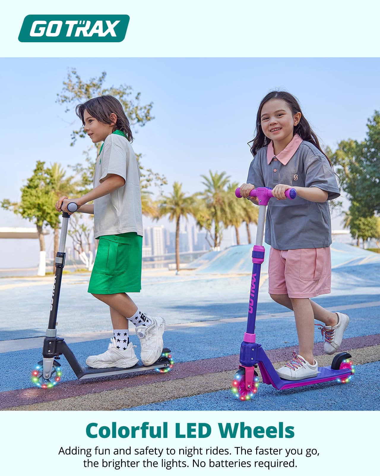 Gotrax K03 Kick Scooter para crianças, rodas iluminadas por LED de