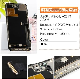Incell Screen for iPhone 14 Pro Max Screen Replacement for 14 Pro Max LCD Screen A2894,A2651,A2893,A2895 3D Touch Display Digitizer Assembly Repair Parts(Black No Frame