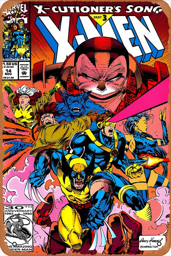 Amazon Com Shvieiart Vintage Metal Tin Sign Retro Metal Sign X Men 90 S Comic Book Issue 14 Apocalypse Wolverine Cyclops Poster Home Bar Pub Garage Decor Gifts Home Wall Art Decoration 8x12 Inch