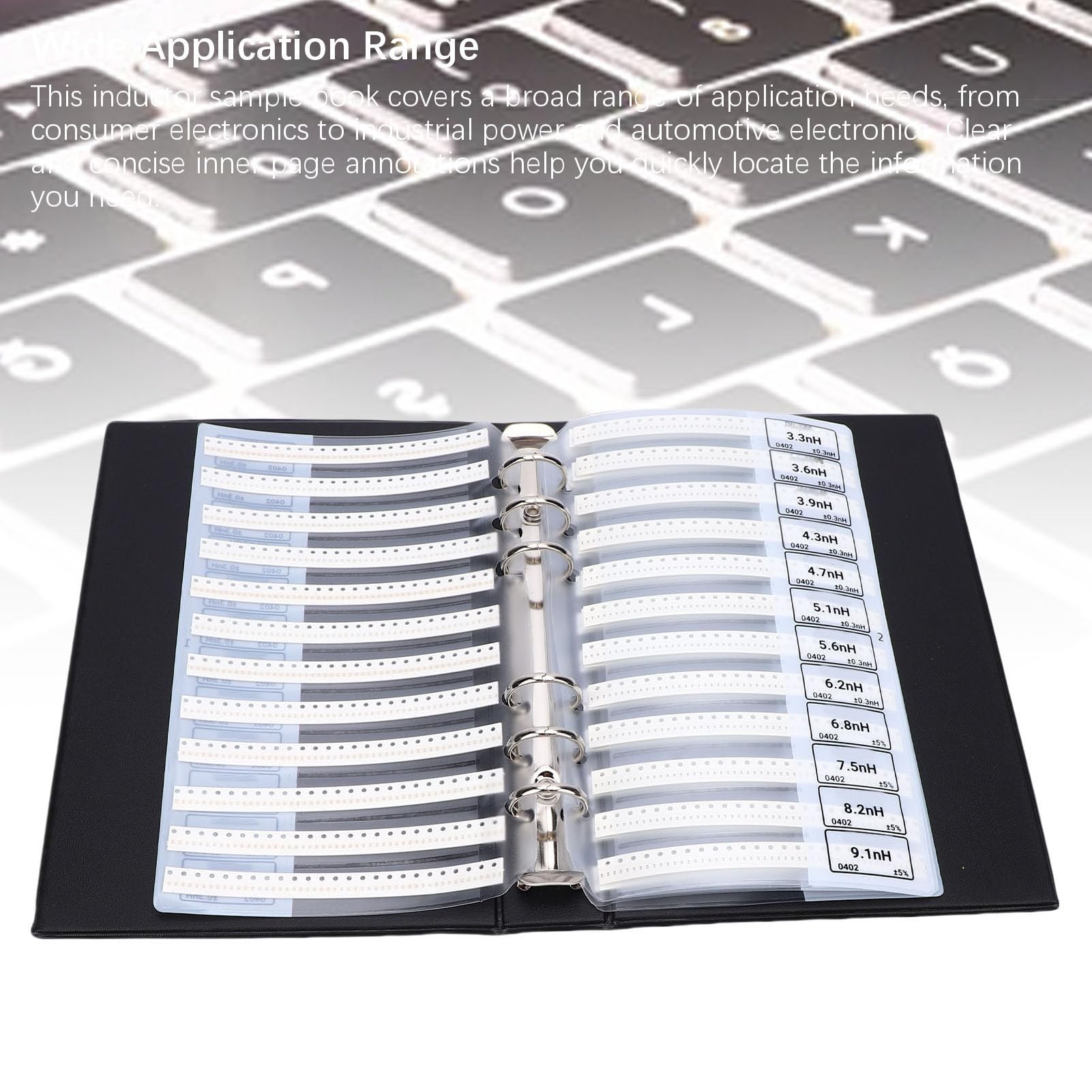 Kit Surtido de Inductores SMD 0402, Libro de Muestras de Inductancia, 50 Piezas, Bobinas de Chip Multicapa de Circuito Magnético Cerrado para Electrónica, Fácil de Usar para Experi