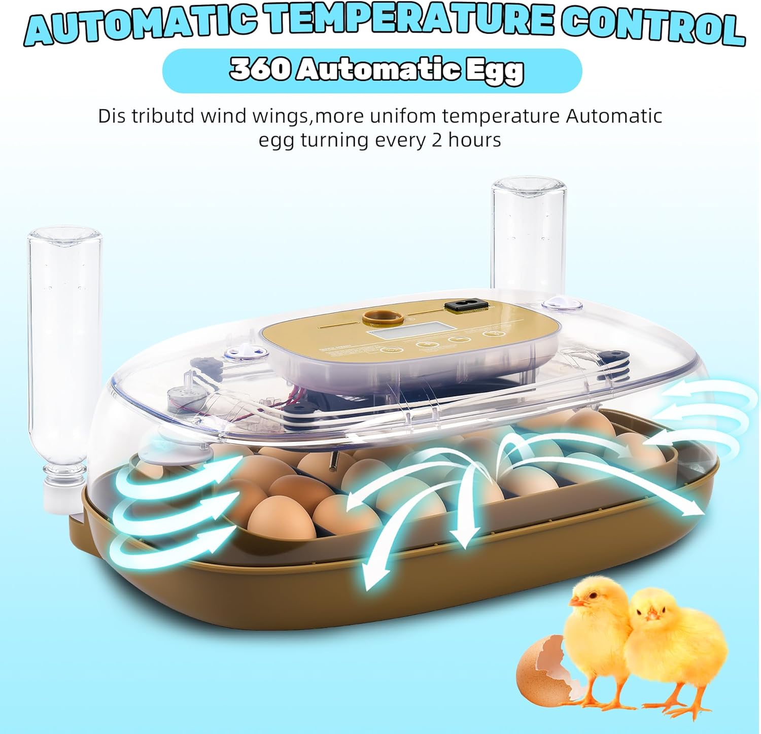 Incubators for Hatching Eggs,24 Egg Incubator with Automatic Egg Turning and Humidity Control,Egg Candler,Air Vent,360° Viewing for Chicken,Duck Eggs,Ideal for Farm,Classroom,Home Use
