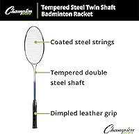 Vista 30 de Champion Sports BR40 Heavy-Duty Steel Badminton Racket