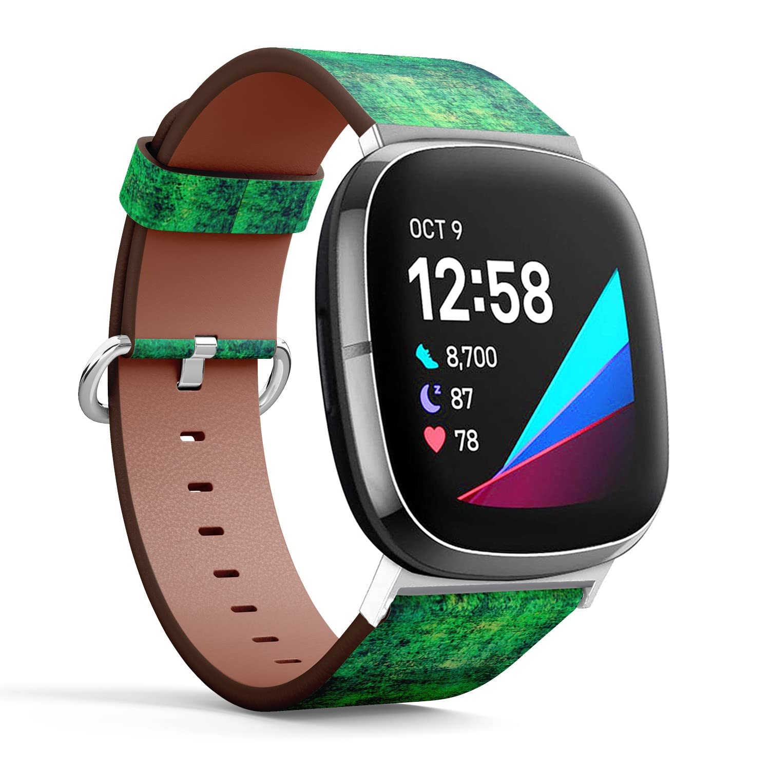 CJBROES Replacement Leather Watch Band, Compatible with Fitbit Versa 3 and Fitbit Sense of Wristband Bracelet Accessory - Color New Pattern Design