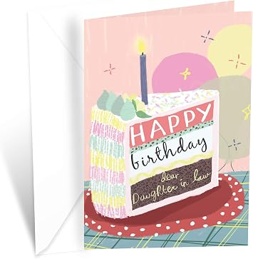 Prime Greetings Daughter In Law Birthday Card, Made in America, Eco-Friendly, Thick Card Stock with Premium Envelope 5in x 7.75in, Packaged in Protective Mailer