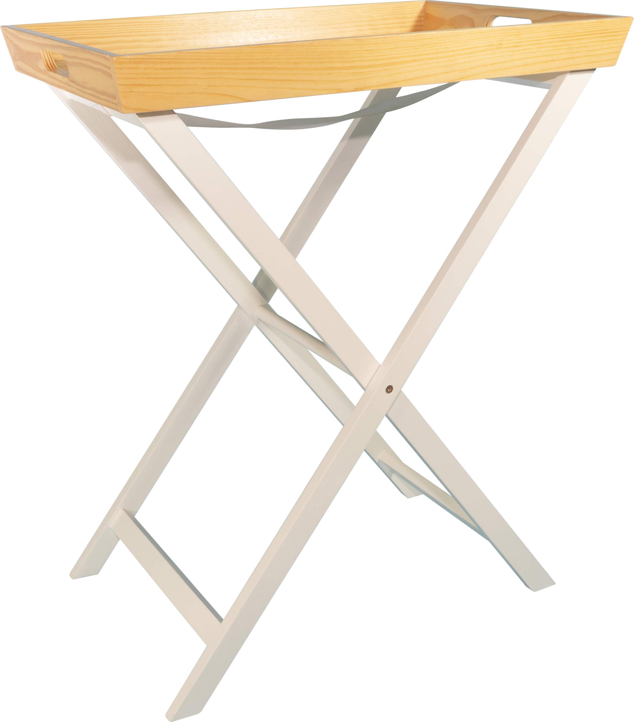 St Helens Home and Garden - Bandeja plegable con bandeja extraíble, ideal para servir bebidas y aperitivos (blanco)