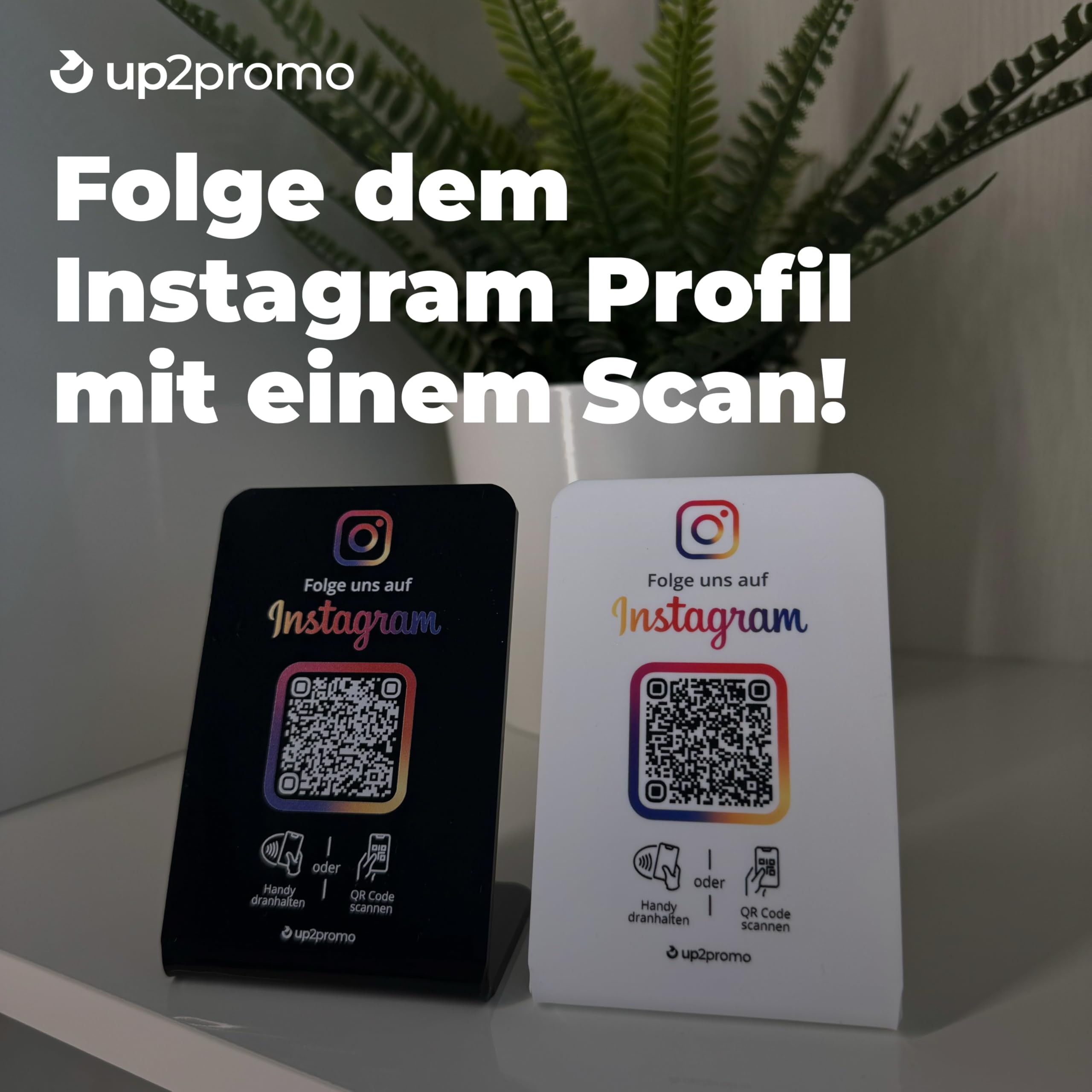 NFC & QR Aufsteller/Display/Schild für Instagram (schwarz)