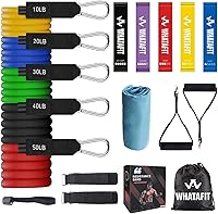 Vista 6 de WHATAFIT Bandas de resistencia, bandas de ejercicio, bandas de resistencia para entrenamiento, bandas de entrenamiento con asas para hombres