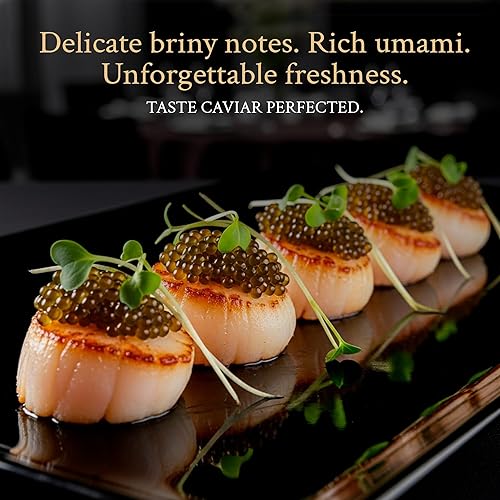 Vista 6 de PETRUSCO River Beluga Hybrid Caviar Caviar negro delicioso y premium Mariscos gourmet en una lata de metal de 250 g (8.8 oz), caviar Beluga