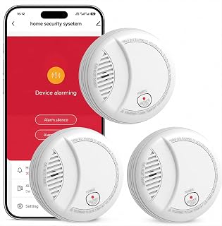 WiFi Rauchmelder mit App-Benachrichtigung, 10-Jahre Batterie, Vernetzbar, Geprüft nach DIN EN 14604, Optischer Rauchwarnmelder für Smart Home, Einfache Installation,3 PCS