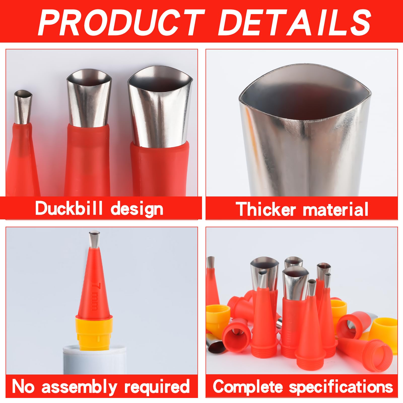 Set Di 22 Dgelli in Silicone in Acciaio Inox, Ugelli in Gomma Integrati, Inox Per Guarnizioni, Ugelli Per Guarnizioni Universali Per Sigillatura Della la Casa, per Finestre, Cucina, Bagno