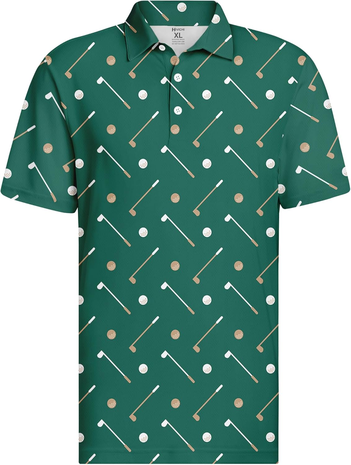 HIVICHI Funny Golf Shirts for Men Crazy Printed Pattern Colorful Wild Novelty Performance Moisture Wicking Mens Polo Shirt
