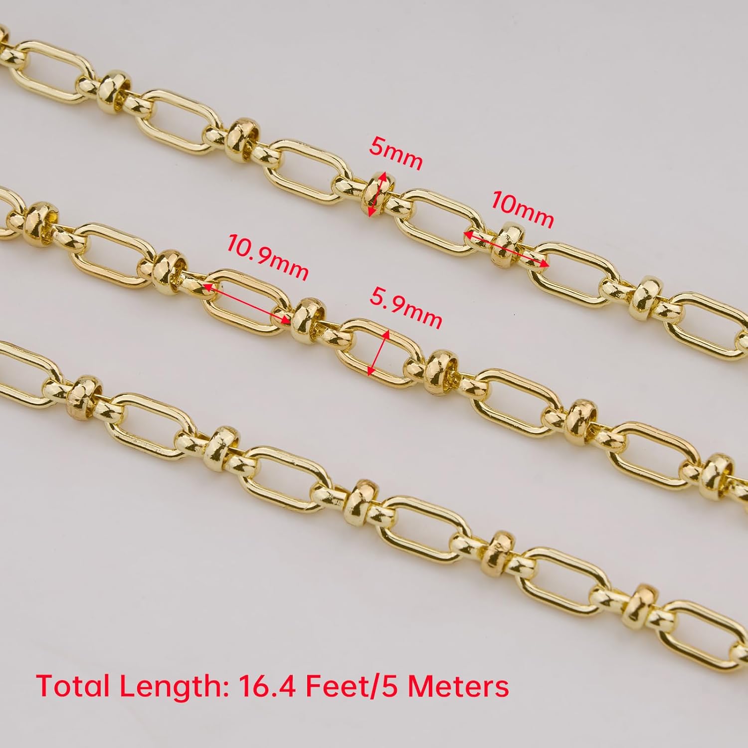 KYUNHOO 5 Meters Light Gold Craft Jewelry Findings Iron Paperclip Chains for Jewelry Making Bulk Gold Chain Spool for Women DIY Necklace Bracelelt Crafts - Image 2