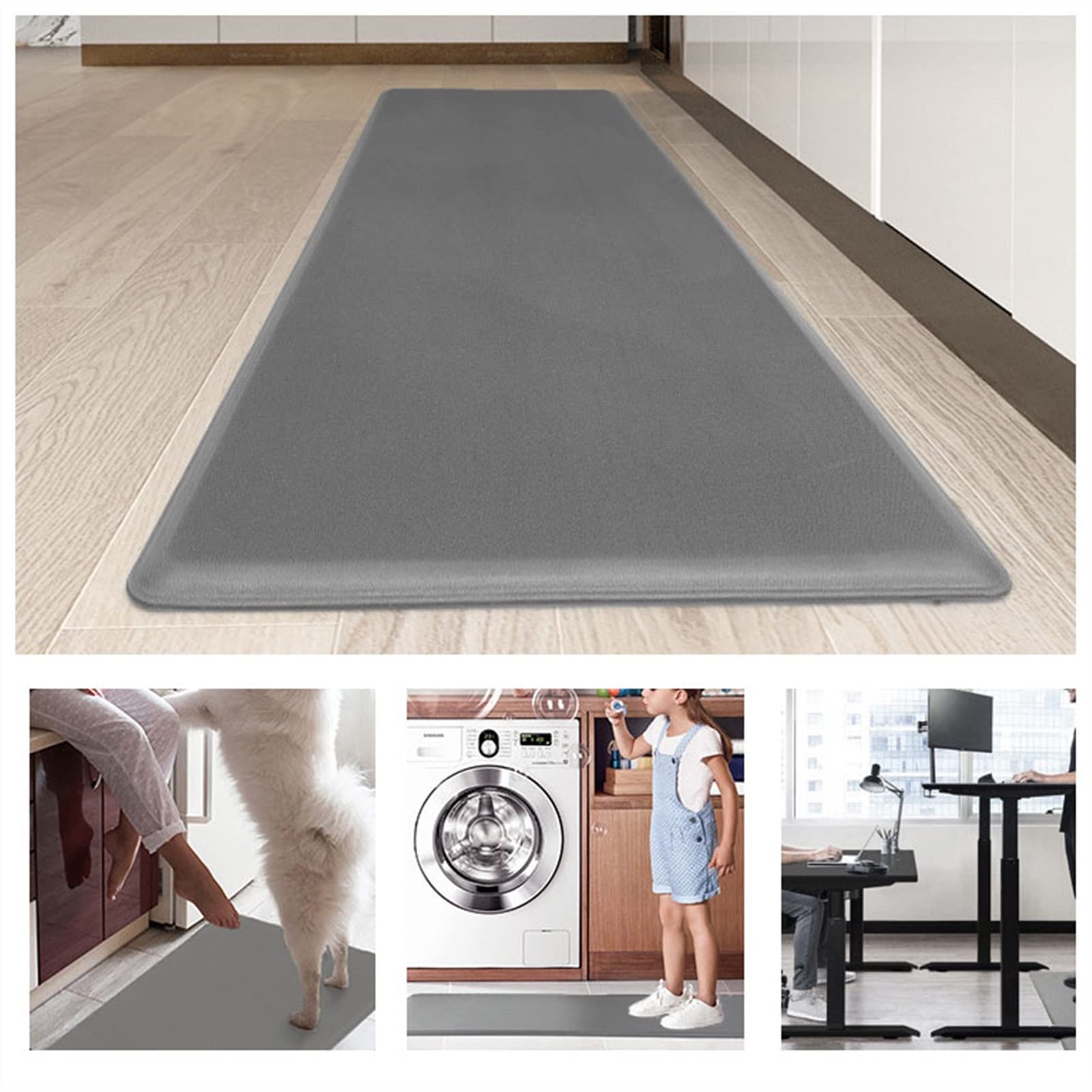 Alfombra de Cocina amortiguada Anti-Fatiga Alfombra, Estera de Cocina de Cuero, esteras y alfombras Impermeables Antideslizantes y alfombras, Estera de Confort ergonómico
