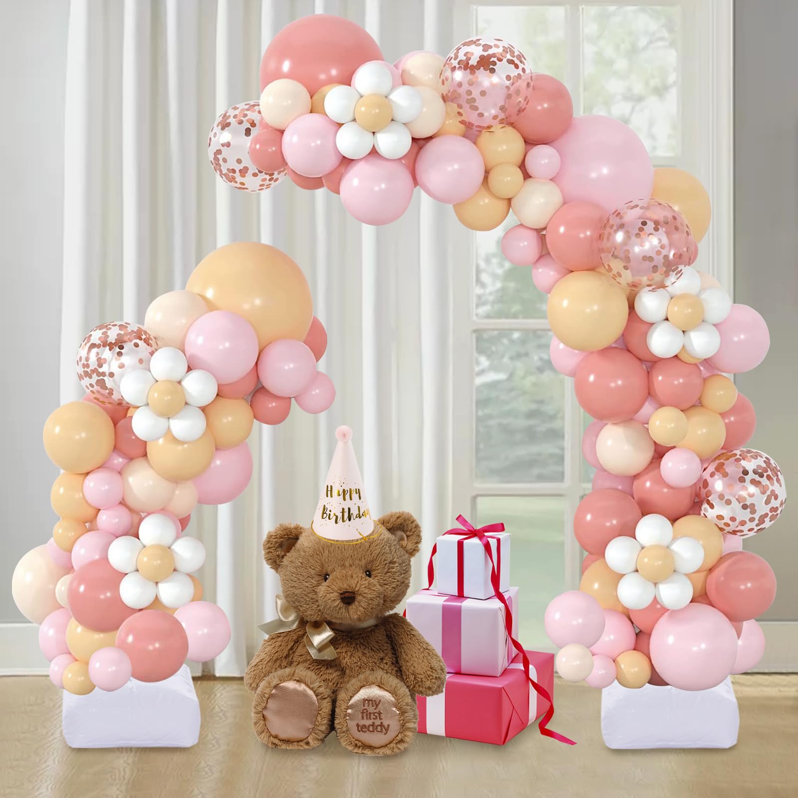 Kit arco per palloncini, 2,5 m + 1,5 m, supporto per palloncini dorato, per compleanno, matrimonio, laurea, anniversario