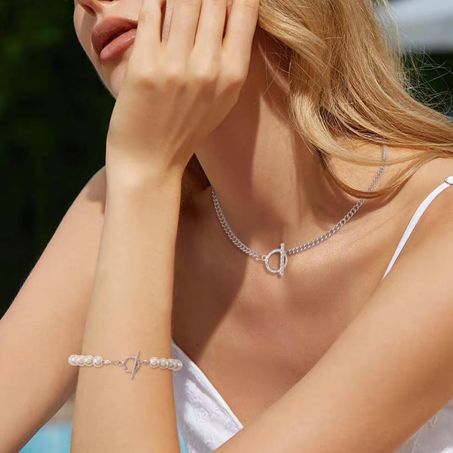 Craftdady 38pcs Toggle Jewelry Clasps Heart Ring Flower Necklace Bracelet Toggle Clasps Platinum Connectors Metal Bar T-Bar Closure for DIY Craft Jewelry Making 12.5-18.5 mm - Image 3