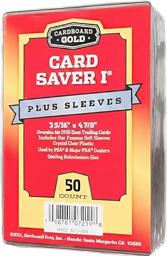 Cardboard Gold Card Saver 1 con fundas – 50 unidades – Soporte para tarjetas semirrígido, protectores de tarjetas comerciales – Aprobado por PSA