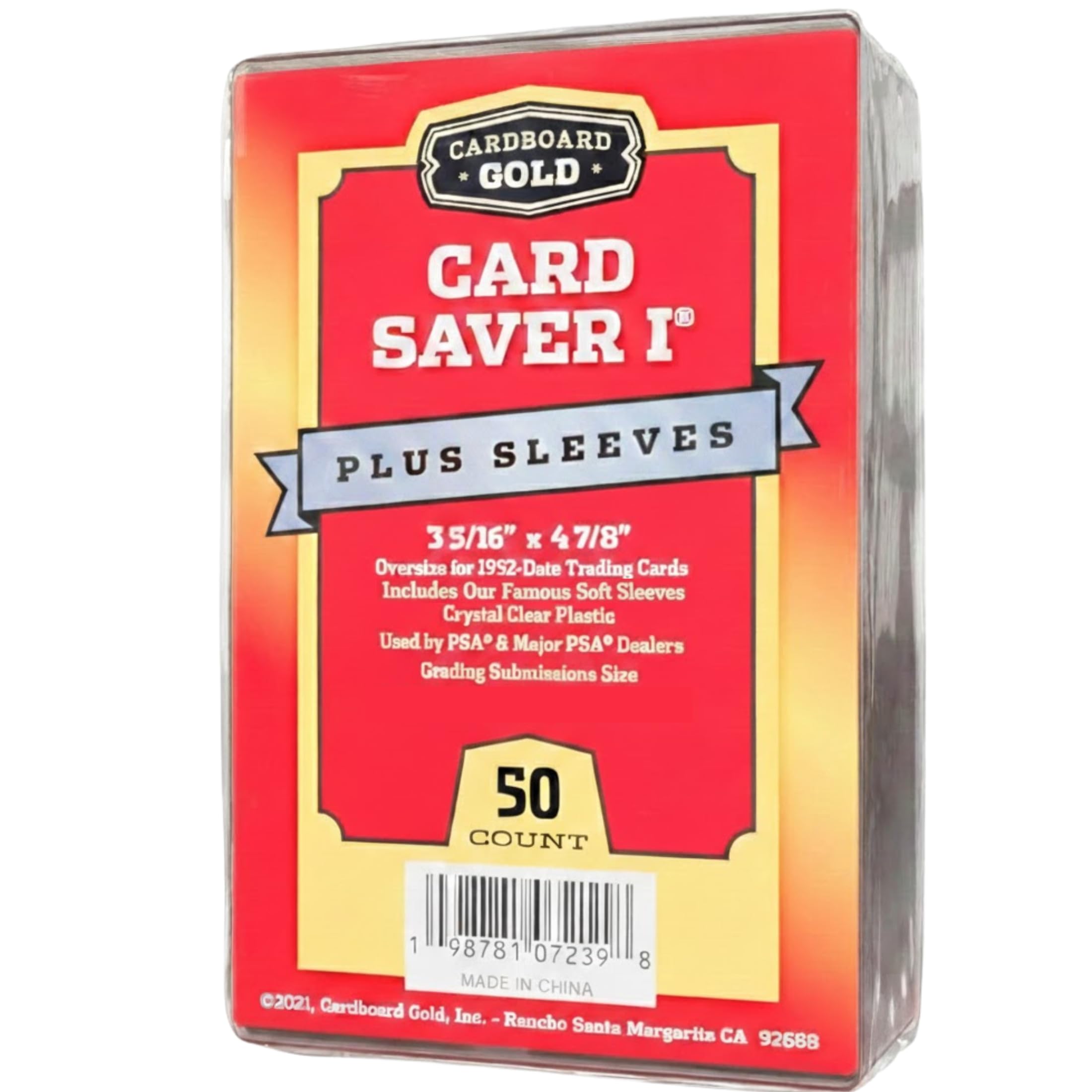 Cardboard Gold Card Saver 1 w/Sleeves - Semi Rigid Holders - 50 Count