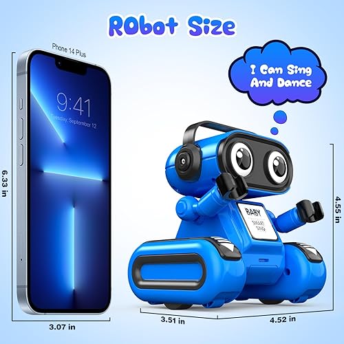Miniatura 4 de beefunni Juguetes robot para niños de 4 a 10 años, con ojos LED, demostración automática, recargable, grabación, música, regalo perfecto de