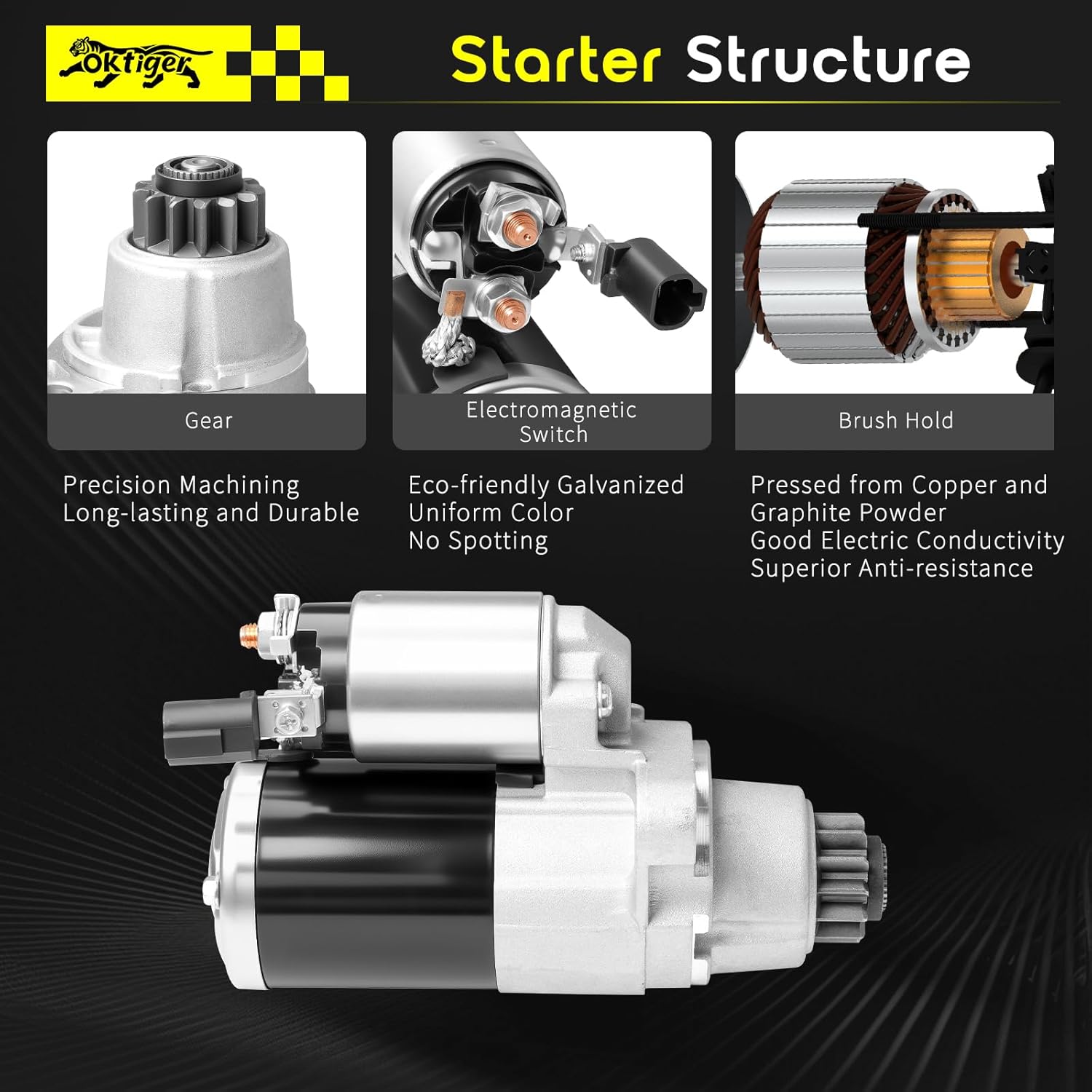 Oktiger New Starter Motor Fit for Nissan Altima 2007-2014, Maxima Murano 2009-2014, Pathfinder 13-18, Quest 11-15 for Infiniti JX35 2013, QX60 14-18, 3.5L 12V 1.7KW 13T CCW, OE# 410-48279,23300JA12A